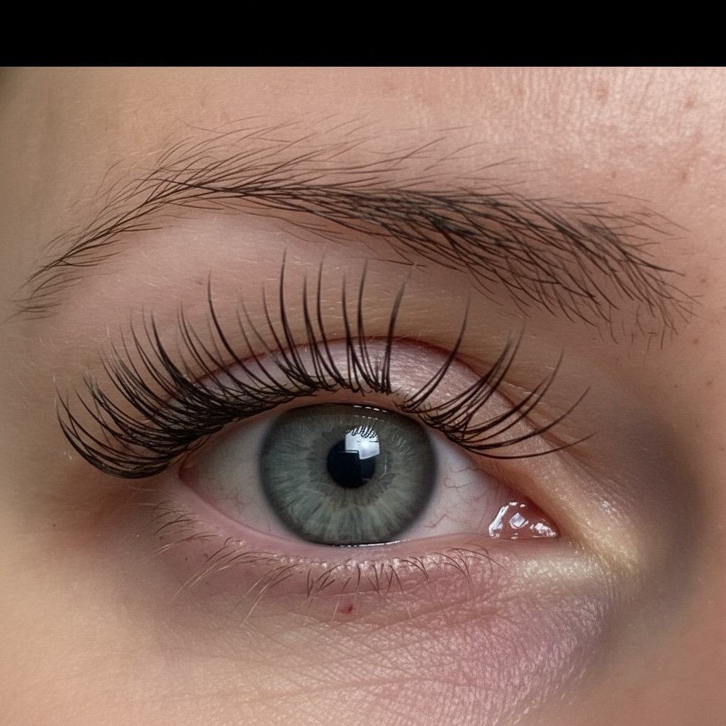 Close-up of Anne lashes, natural look