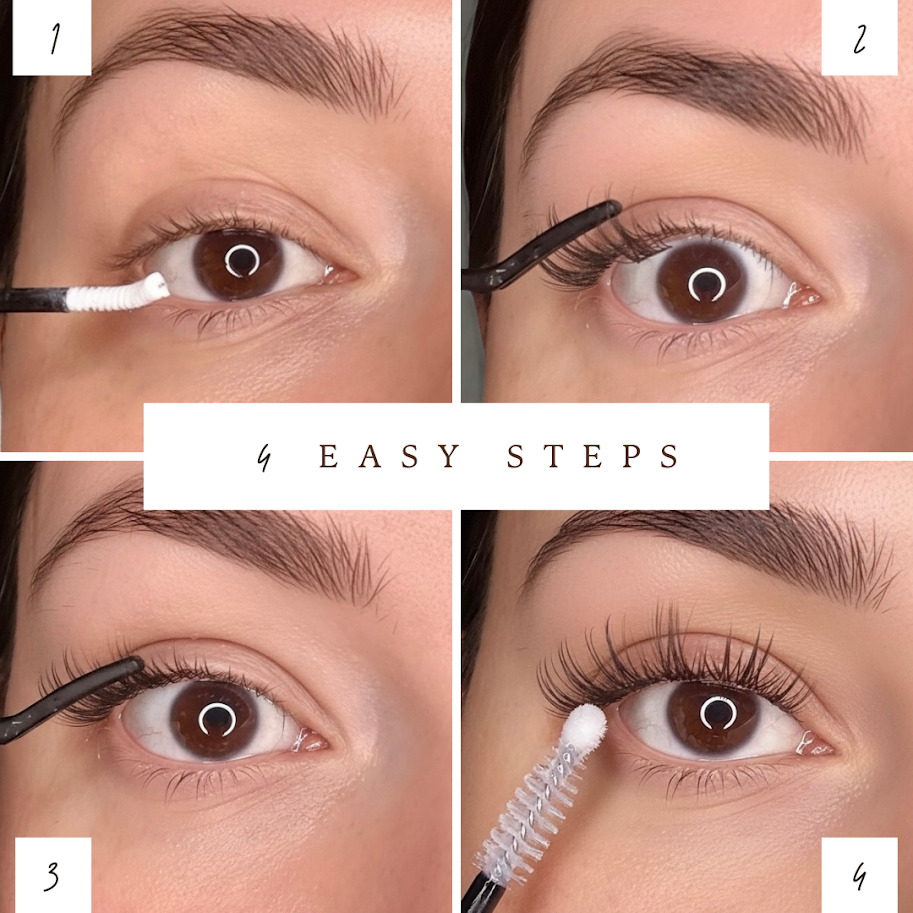 Step-by-step guide on applying eyelash extensions.